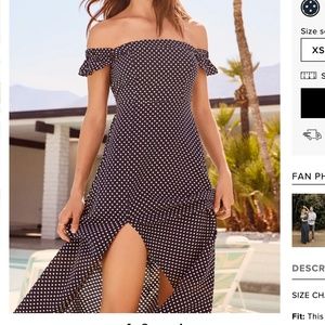 Blue / White Polkadot Off-Shoulder Maxi Sundress